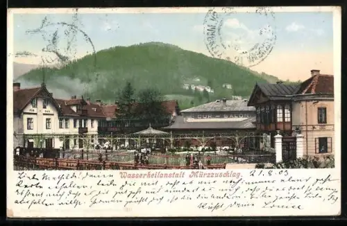 AK Mürzzuschlag, Wasserheilanstalt gegen den Berg
