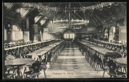 AK München, Festsaal im königlichen Hofbräuhaus