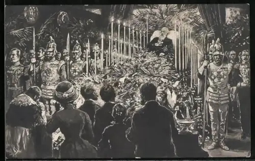 Künstler-AK Aufbahrung Sr. Kgl. Hoheit Prinzregent Luitpold von Bayern, gestorben am 12.Dezember 1912