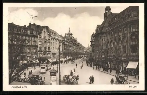 AK Frankfurt a. Main, Strassenbahn an der Zeil