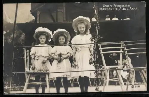 AK Unsere Prinzesschen, Margarete, Alix und Anna von Sachsen