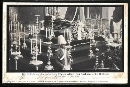 AK Dresden, Aufbahrung des hochseligen Königs Albert von Sachsen in der Hofkirche 1902