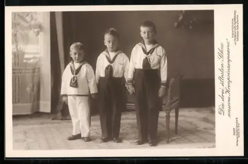 AK Kronprinz Wilhelm von Preussen, Die drei ältesten Söhne unseres Kronprinzenpaares