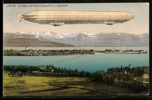 AK Lindau, Zeppelin über der Stadt