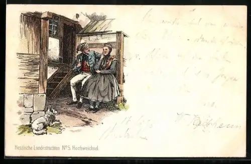 Lithographie Hochweichsel, Hessische Landestrachten