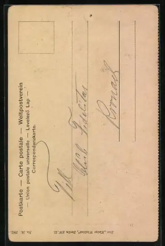 AK Fuchsjagd, junge Frau im Reitanzug mit Jagdhorn