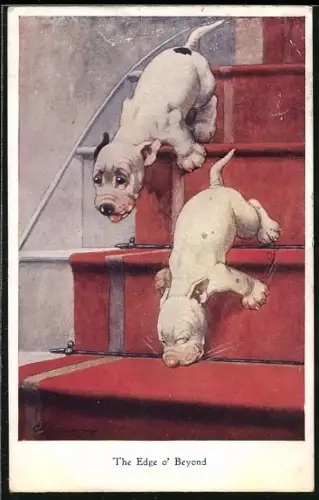Künstler-AK George Ernest Studdy: Kleine Bonzos stürzen auf der Treppe