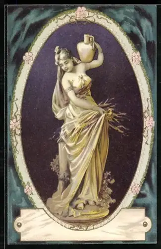 AK Statue junge Frau mit Krug, Jugendstil