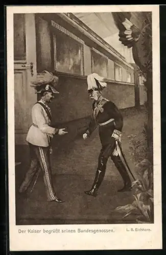 AK Zweibund zwischen Kaiser Franz Josef I. von Österreich und Bismarck