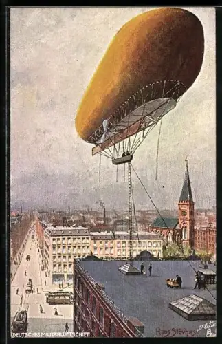 AK Zeppelin über der Stadt, Fröhliche Pfingsten!