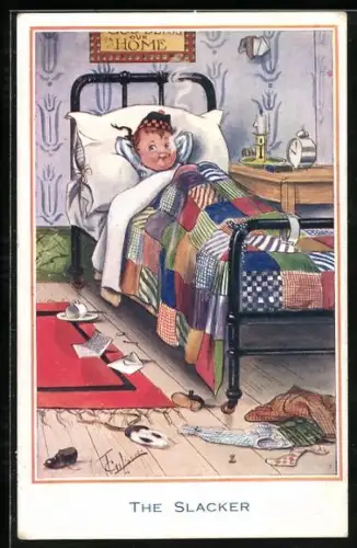 Künstler-AK T. Gilson: It`s nice to get up in the morning. But it`s nicer to lie in your bed