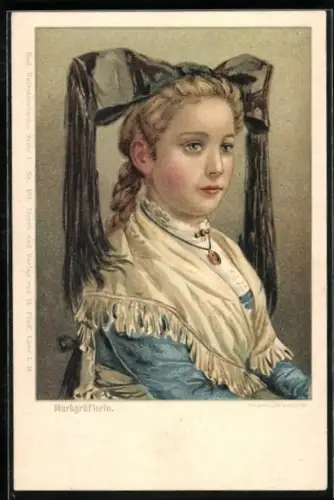 Lithographie Markgräflerin in Schwarzwälder Tracht