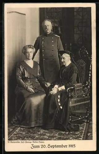 AK Zum 20. September 1915, Grossherzog Friedrich II. von Baden mit Familie