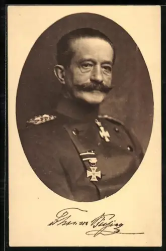 AK General von Bissing in Uniform mit Orden, Gouverneur von Belgien