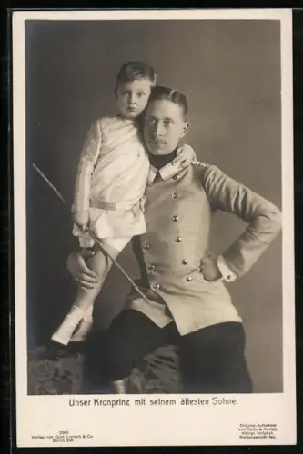 Foto-AK Kronprinz Wilhelm von Preussen mit seinem ältesten Sohn