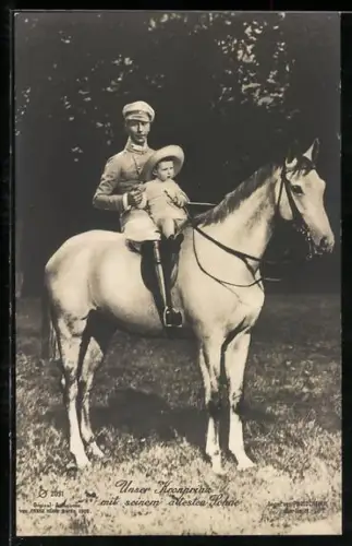 AK Kronprinz Wilhelm von Preussen und Prinz Wilhelm zu Pferd