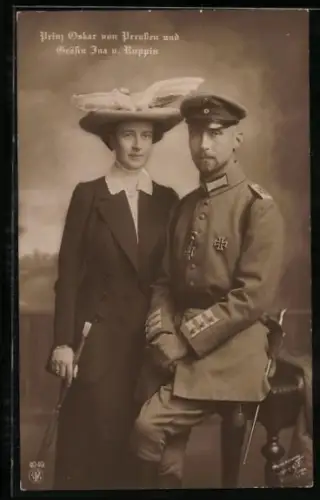 AK Prinz Oskar von Preussen & Gräfin Ina von Ruppin