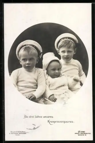 AK Die drei Söhne unseres Kronprinzenpaares Wilhelm von Preussen