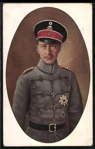 Künstler-AK Kronprinz Wilhelm von Preussen in Husaren-Uniform