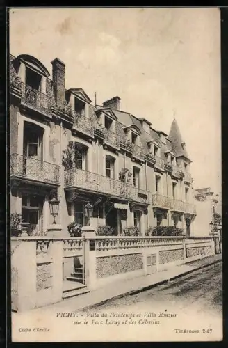 AK Vichy, Villa du Printemps et Villa Ronzier sur le Parc Lardy et des Célestins