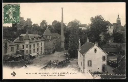 AK Bourbon-l`Archambault, Moulins et les Ruines du Chateau