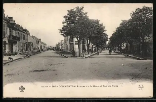 AK Commentry /Allier, Avenue de la Gare et Rue de Paris