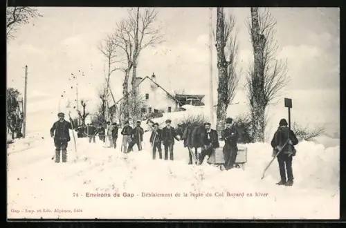 AK Col Bayard, Déblaiement de la route du Col Bayard en hiver