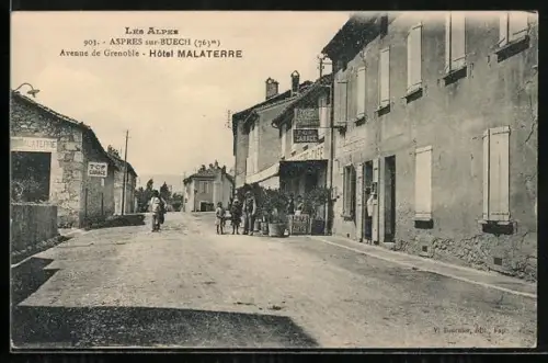 AK Aspres-sur-Buech, Les Alpes, Hôtel Malaterre, Avenue de Grenoble