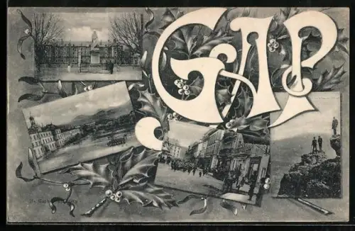 AK Gap, Strassenpartie, Denkmal, Ortspartie