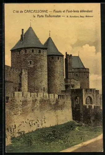 AK Carcassonne, Fossés et Pont-levis défendant la Porte Narbonnaise