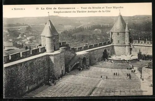 AK Carcassonne, Tour du Moulin et Tour Mipadre, Emplacement du Théâtre Antique de la Cité