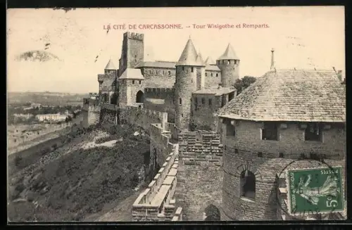 AK Carcassonne, Tour Wisigothe et Remparts