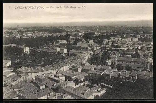 AK Carcassonne, Vue sur la Ville Basse