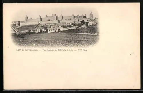AK Carcassonne, Vue Générale, Côté du Midi