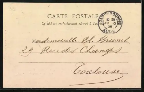 AK Carcassonne, Square Gambetta, La Poésie Francaise, Le Mercure de Ludovic Durand