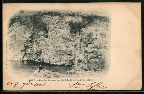 AK Alet, Les bords escarpés de l`Aude au pont du Diable