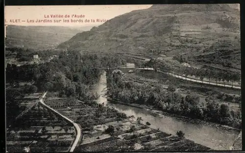 AK Alet /Vallée de l`Aude, Les Jardins sur les bords de la Rivière