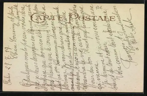 Künstler-AK Palis, Schriftzug Un Baiser mit Rosen