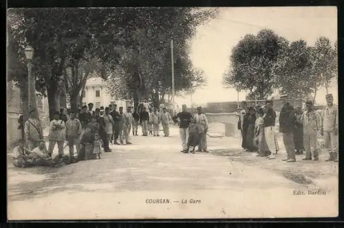 AK Coursan, La Gare, Bahnhof