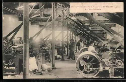AK Espéraza /Aude, Industrie du Chapeau Mérinos, La Carderie