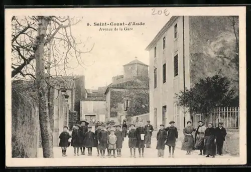 AK Saint-Couat-d`Aude, Avenue de la Gare