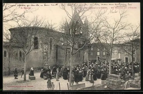 AK Salles-sur-l`Hers /Aude, Le Marché et l`Eglise