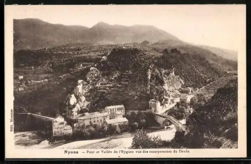 AK Nyons, Pont et Vallée de l`Eygues vus des escarpements du Devès