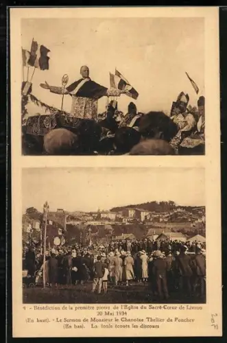 AK Livron, Le Sermon de M. le Chanoine Thellier de Poncheville, Benediction de la 1ere pierre de l`Eglise du Sacre Coeur