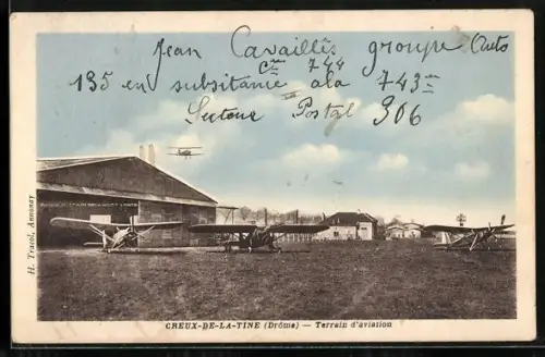 AK Creux-de-la-Tine /Drôme, Terrain d`aviation
