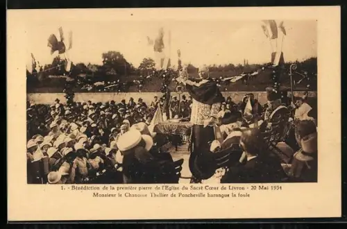 AK Livron, Bénédiction de la premiére pierre de l`Èglise du Sacré Coeur de Livron, 20.5.1934