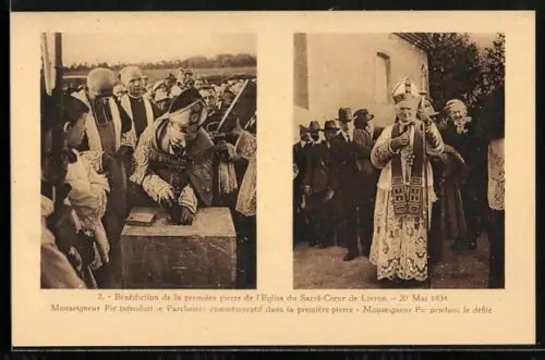 AK Livron, Benediction de la 1ere pierre de l`Eglise du Sacre Coeur le 20 Mai 1934