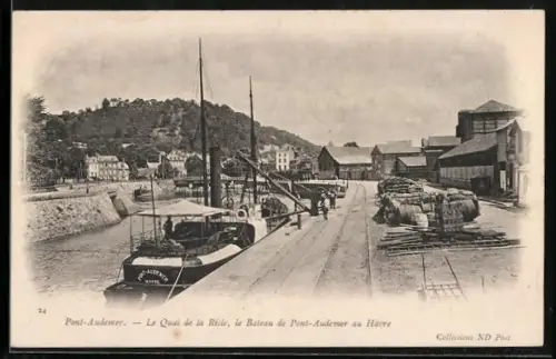 AK Pont-Audemer, Le Quai de la Risle, le Bateau de pont-Audemer au Hávre