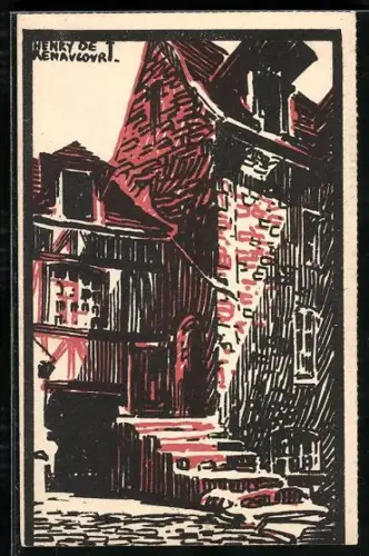 Künstler-AK Louvres /Eure, L`ancienne cour des Templiers