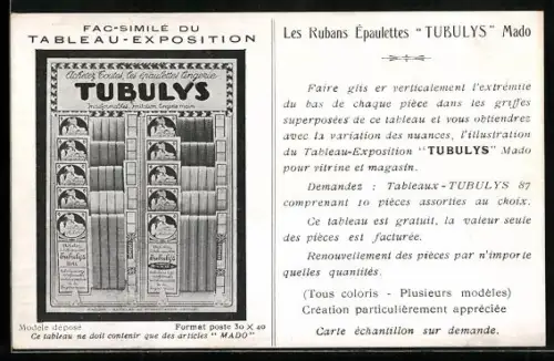 AK Reklame für Rubans Épaulettes Tubulys